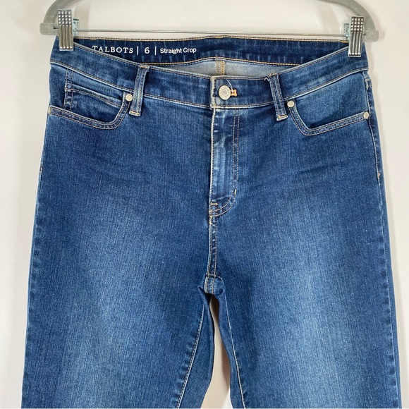 Talbots Straight Crop Denim Jeans Size 6 Blue Wash Mid Rise Casual Classic - Picture 2 of 14